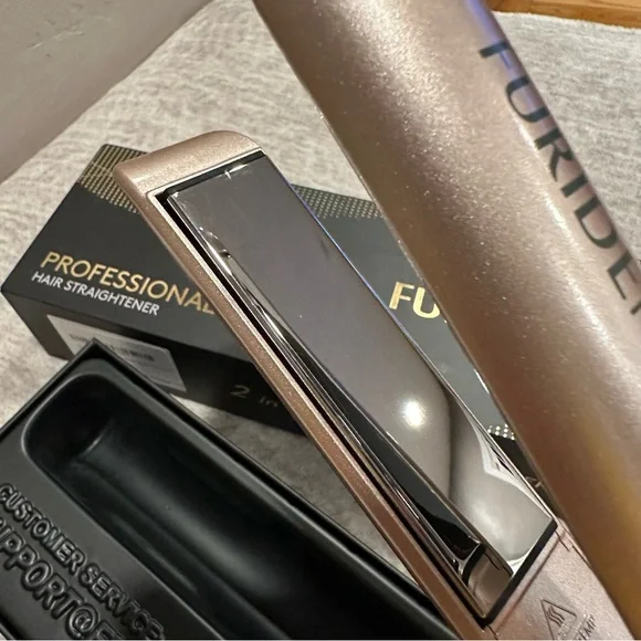 Gold Hair Straightener and Curler 2 in 1, Flat Iron Curling Iron in One, 1 inch - Picture 9 of 13